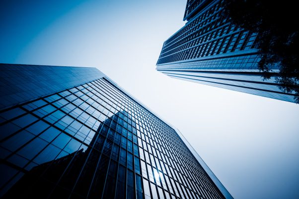 low angle view of skyscrapers,tianjin china.